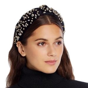 Lele Sadoughi Black Velvet Crystal Headband